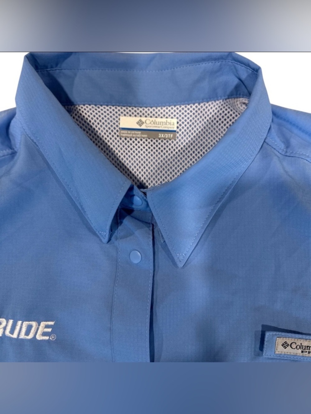NWT Columbia PFG Evinrude Logo Tamiami II Blue Long Sleeve Shirt Women’s 3X - Picture 3 of 8